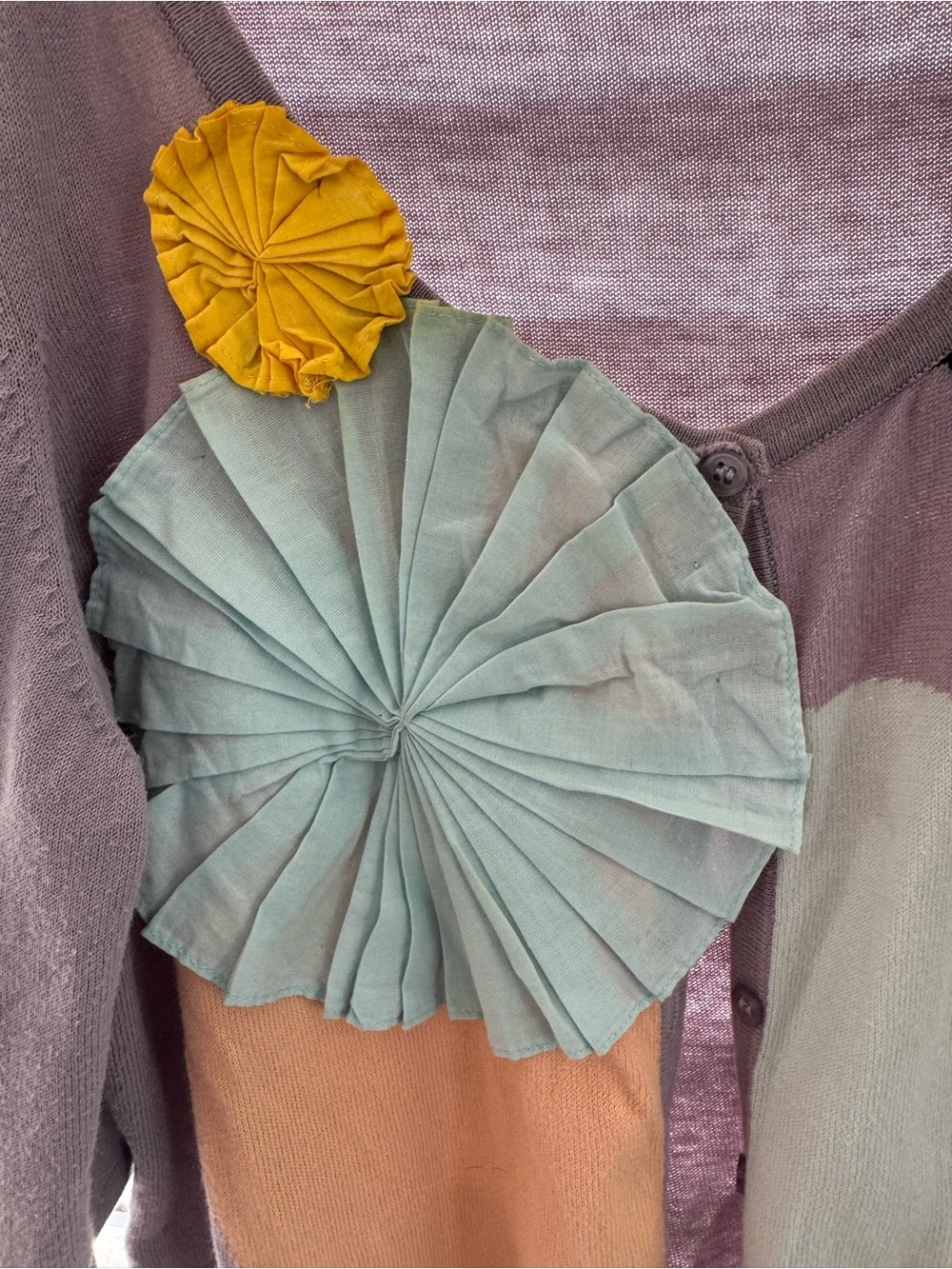 Anthropologie - Moth Taupe Camisole with Mint, Mustard & Peach Rosettes - Picture 2 of 5